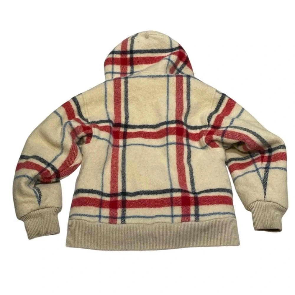 Vintage Bogner Reversible Puffer Jacket Plaid Wool Ivory Hooded Ski Bomber‎